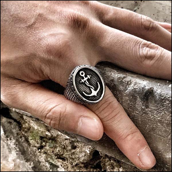 Bague Militaire<br> Chaine Ancre Marine 3 Bague Militaire Chaine Ancre Marine