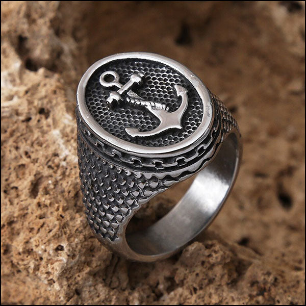 Bague Militaire<br> Chaine Ancre Marine 5 Bague Militaire Chaine Ancre Marine