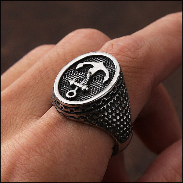 Bague Militaire<br> Chaine Ancre Marine 6 Bague Militaire Chaine Ancre Marine